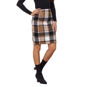 Women’s Plaid Pencil Midi Skirt